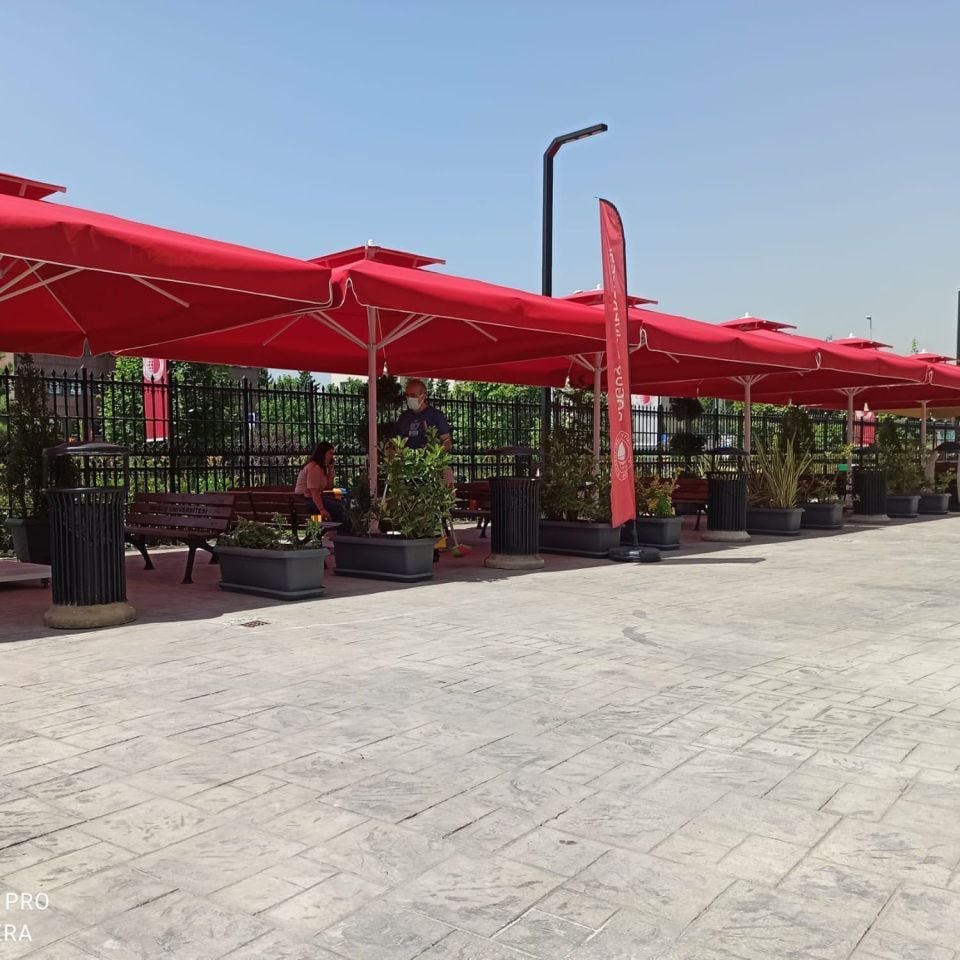4x4 Teleskopik EKO MODEL Cafe Şemsiyesi Akrilik Kumaşlı, saçaksız, Bordo