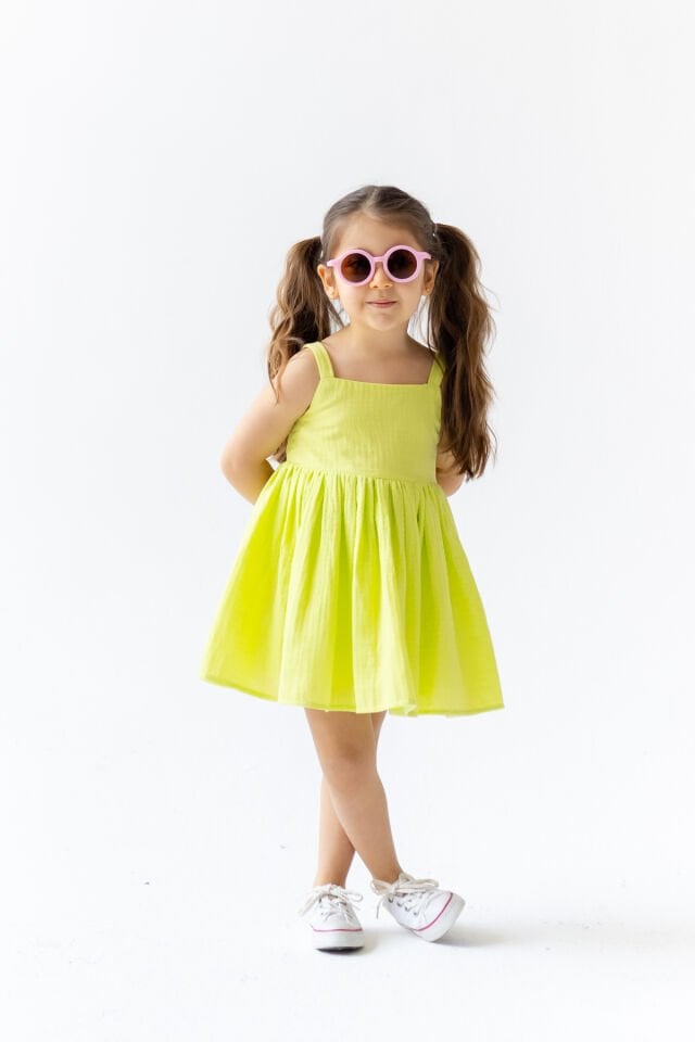 Limon Yeşili Kız Çocuk Elbise Dollcake