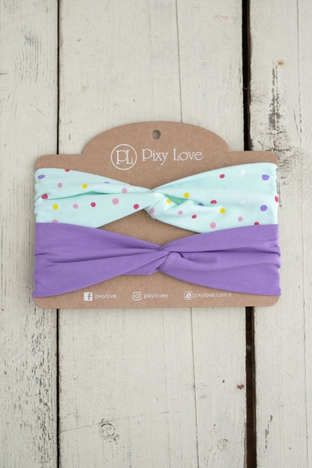 Lila Kız Bebek 2'li Bandana Set Marla