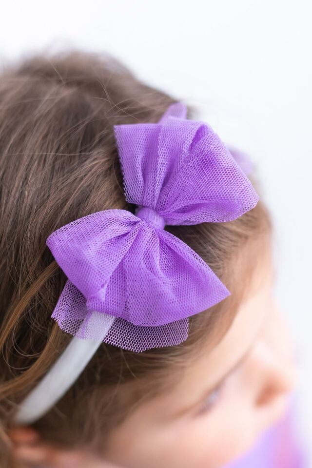 Lila Kız Çocuk Bandana Fiyonk Grek