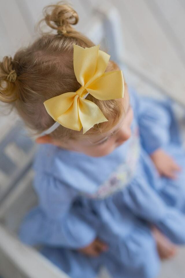 Sarı Kız Çocuk Bandana Fiyonk Ribbon