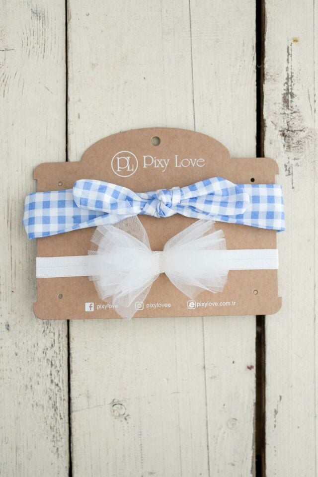 Mavi Kız Bebek 2'li Bandana Set Sky