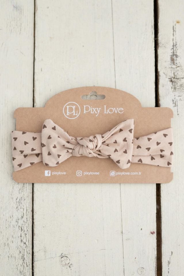 Kahverengi Kız Bebek Bandana Poa Fiyonk Heart