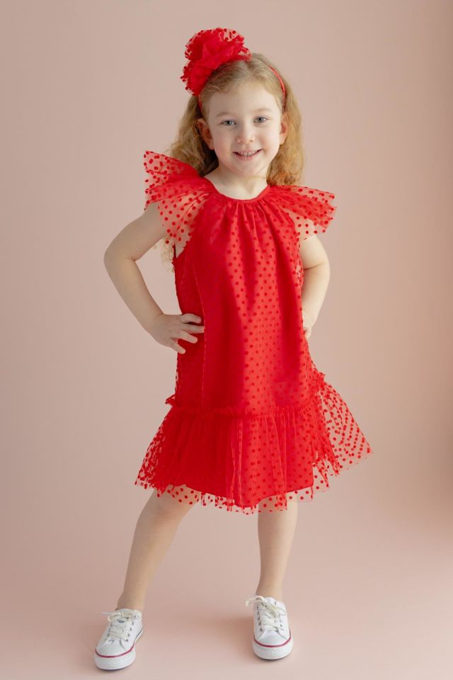 Kırmızı Kız Çocuk Elbise Lola Ponte