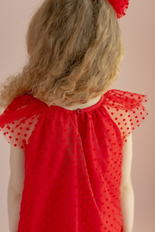Kırmızı Kız Çocuk Elbise Lola Ponte