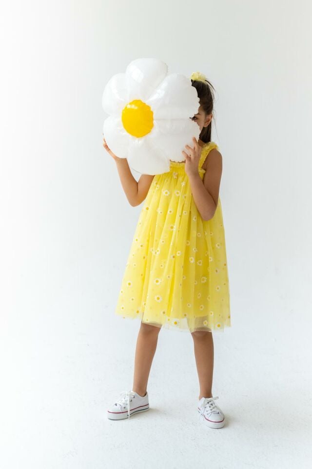 Sarı Kız Çocuk Elbise Luna Daisy