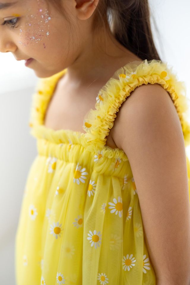 Sarı Kız Çocuk Elbise Luna Daisy