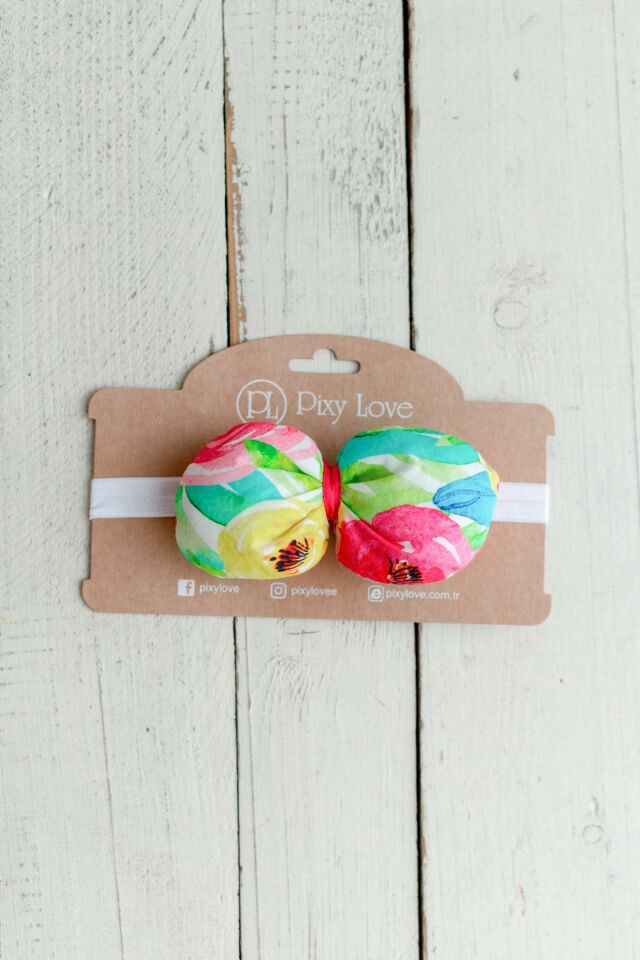 Renkli Kız Çocuk Bandana Elips Floral