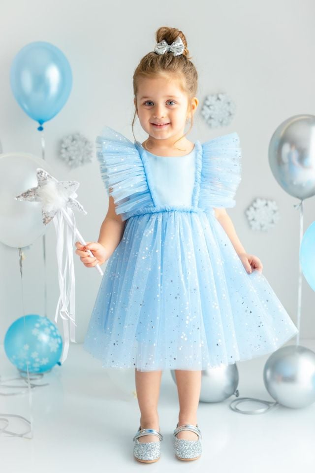 Mavi Kız Çocuk Elbise Sweety Snowflake