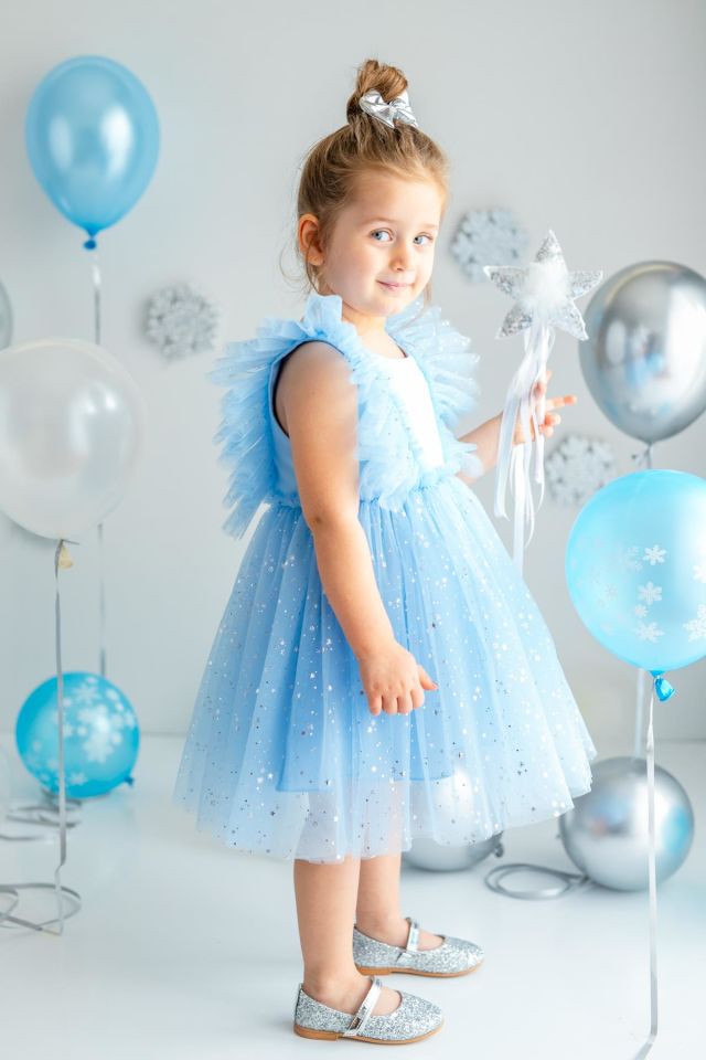 Mavi Kız Çocuk Elbise Sweety Snowflake