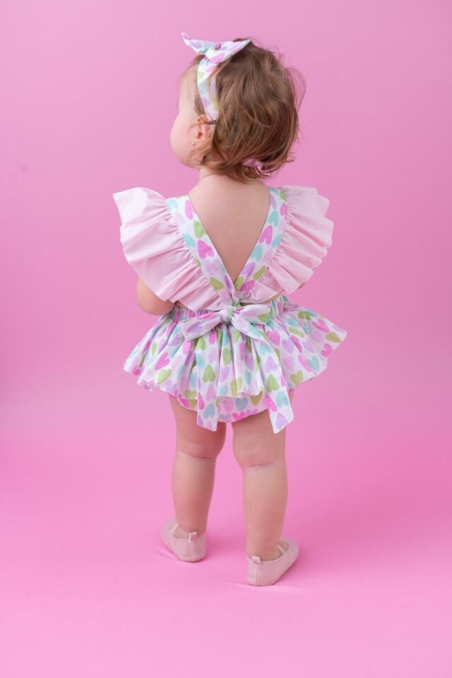Ekru Kız Bebek Tulum Coco Stella Heart