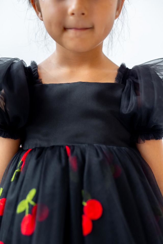 Siyah Kız Çocuk Elbise Ellie Cherry