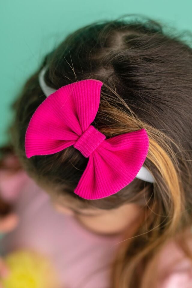 Fuşya Kız Çocuk Bandana Fiyonk Pure