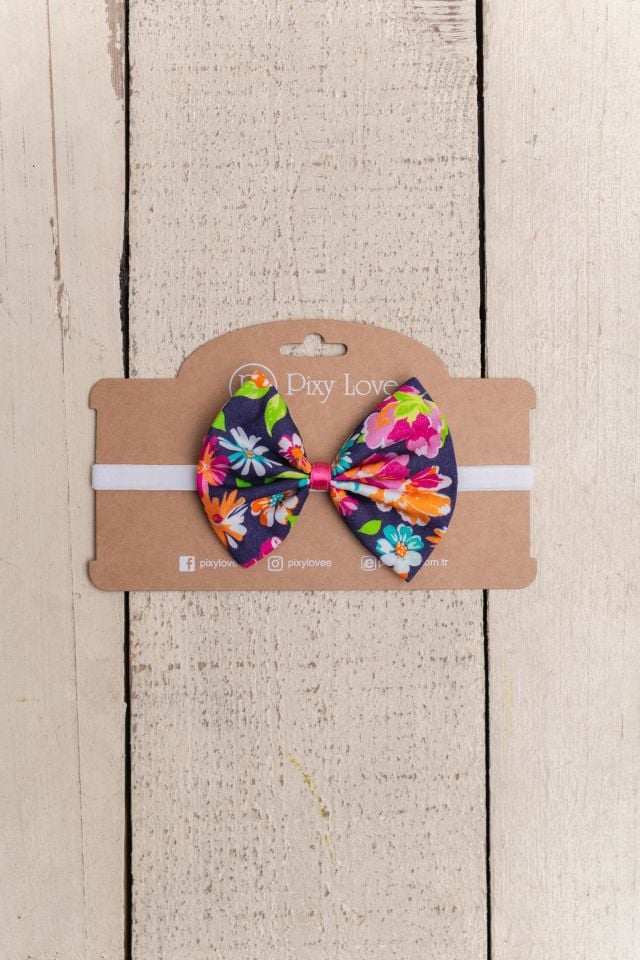 Lacivert Kız Çocuk Bandana Fiyonk Garden