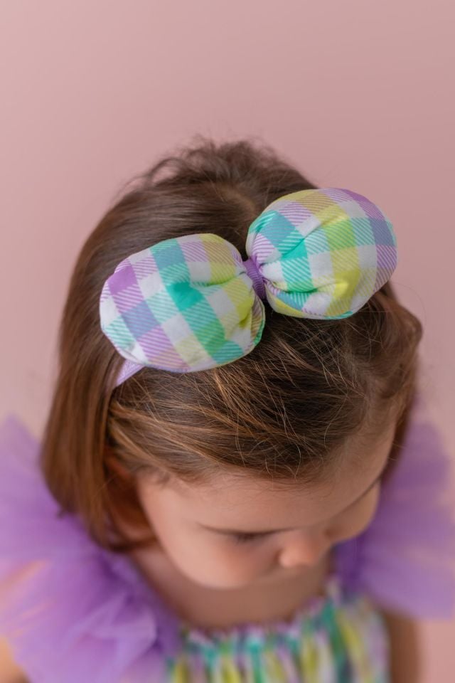 Lila Kız Çocuk Bandana Elips Checky