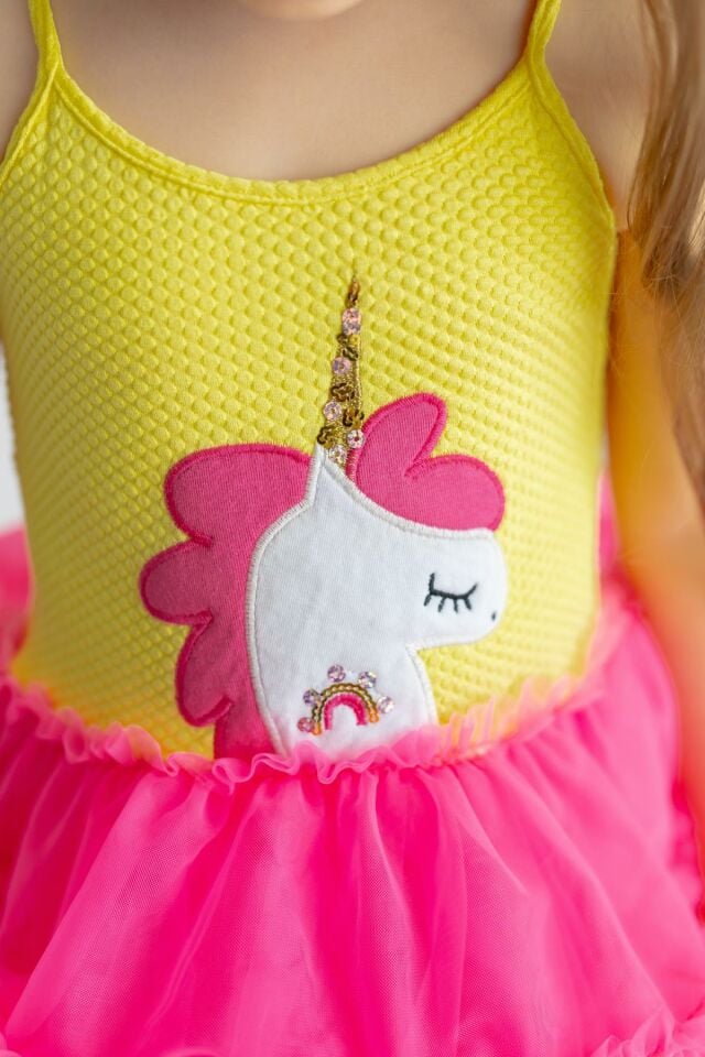 Fuşya Kız Çocuk Elbise Jenny Unicorn