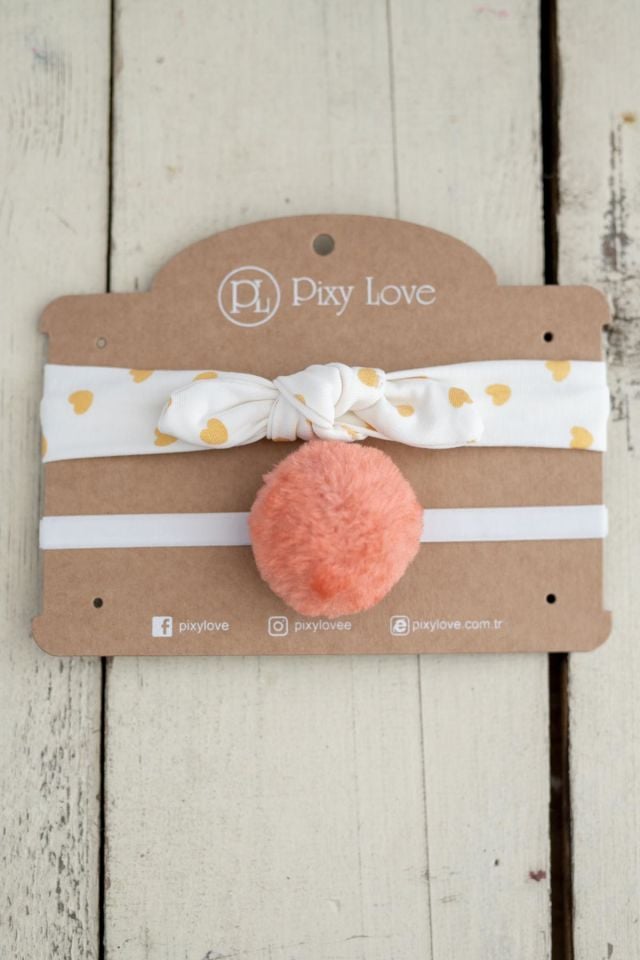 Renkli Kız Bebek 2'li Bandana Set Hearty Pom