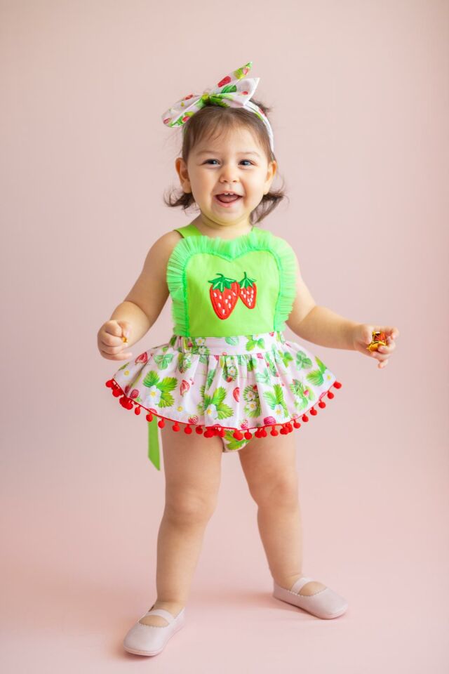 Yeşil Kız Bebek Tulum Pretty Strawberry