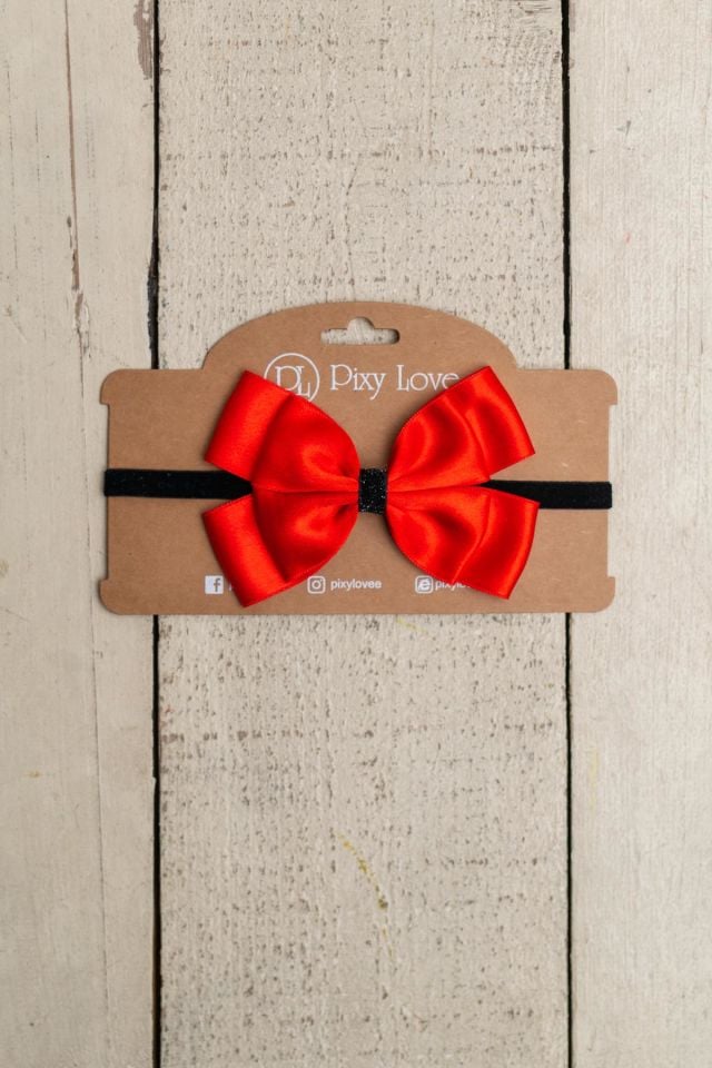 Kırmızı Kız Çocuk Bandana Fiyonk Sparkle