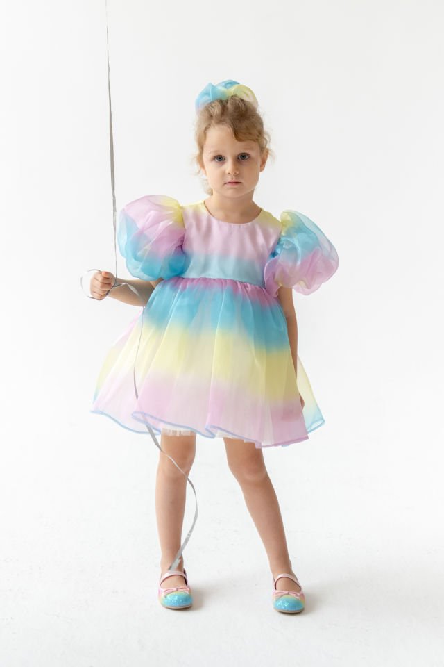 Renkli Kız Çocuk Elbise Bubble Rainbow
