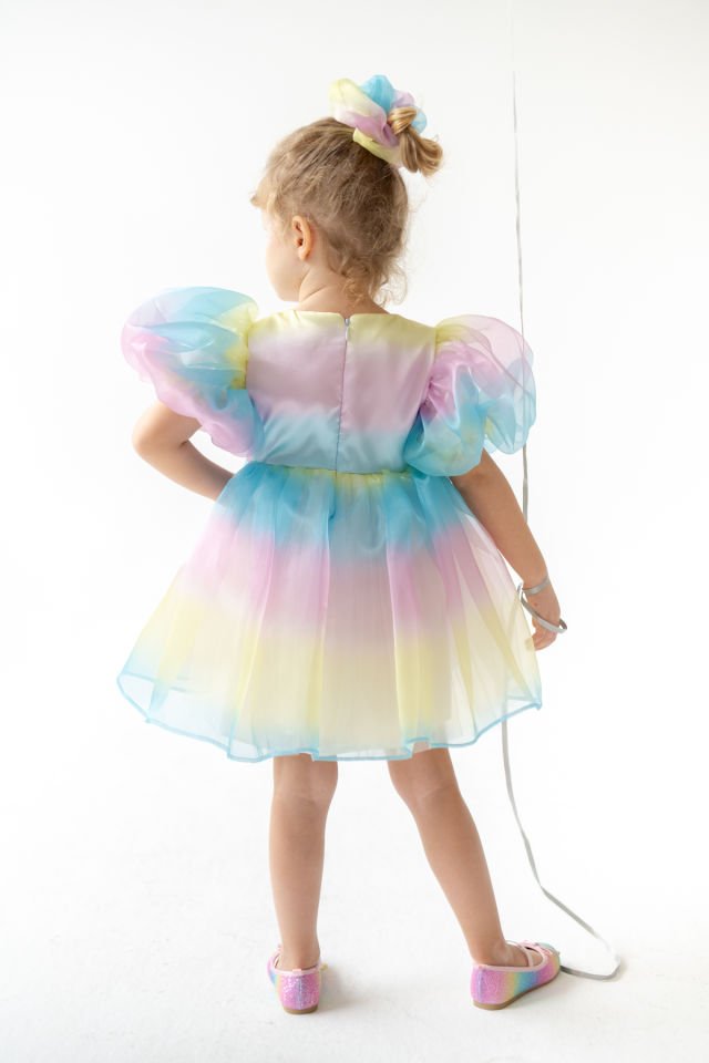 Renkli Kız Çocuk Elbise Bubble Rainbow