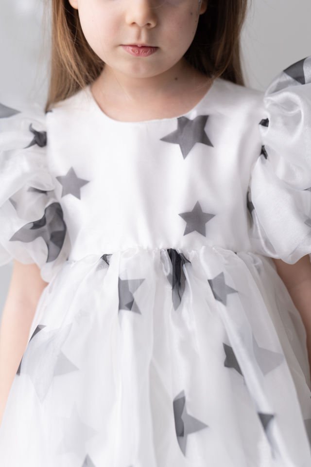 Beyaz Kız Çocuk Elbise Bubble Star