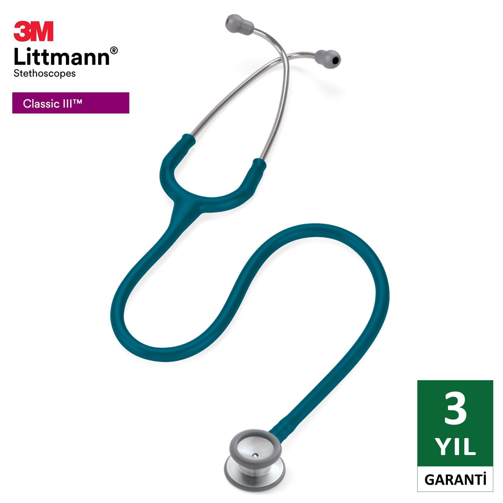 2119 3M™ Littmann® Classic II Pediatrik Stetoskop, Karayip Mavisi Hortum