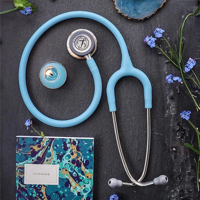 5912 3M™ Littmann® Classic III™ Stetoskop, Gümüş Çan, Deniz Mavisi Saten Hortum