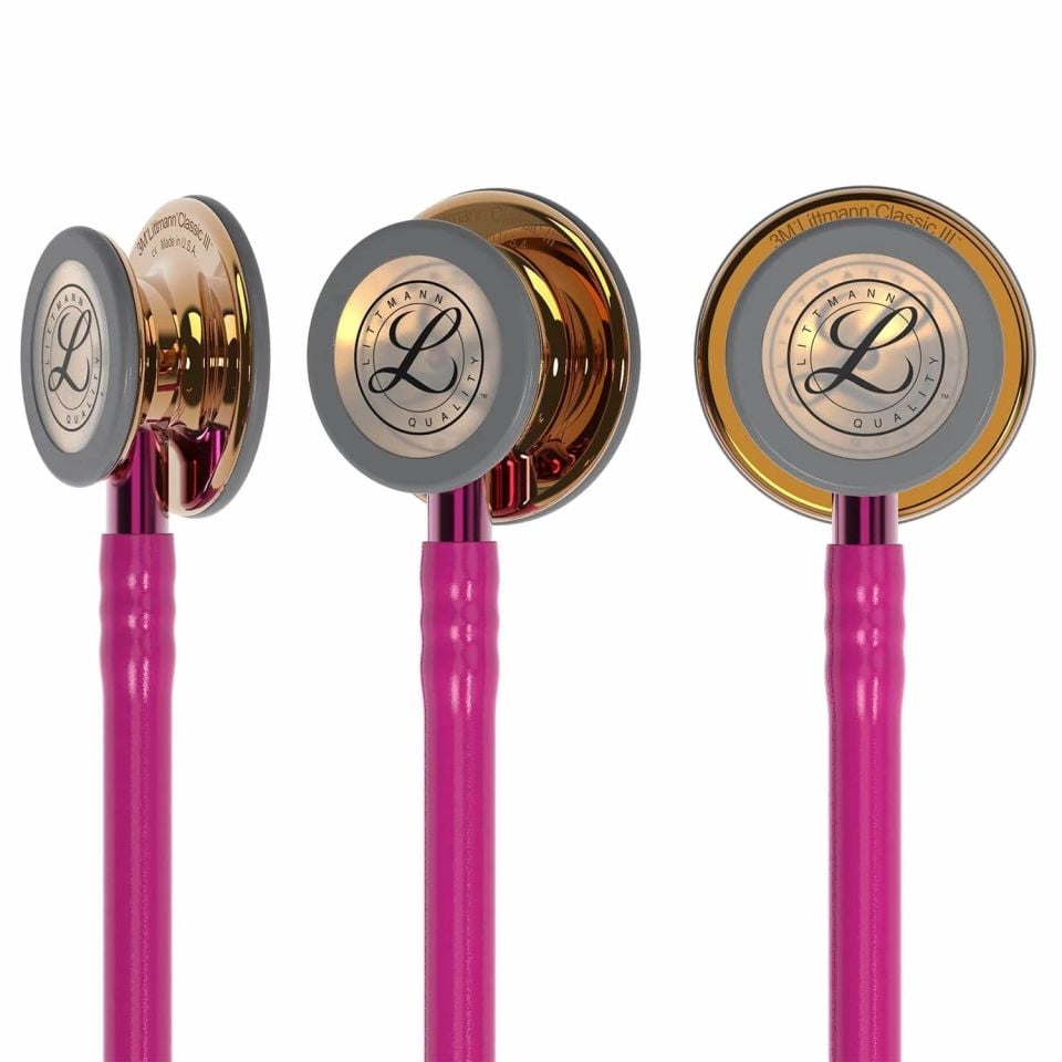5647 3M™ Littmann® Classic III™ Stetoskop, Bakır Aynalı Çan, Fuşya Hortum