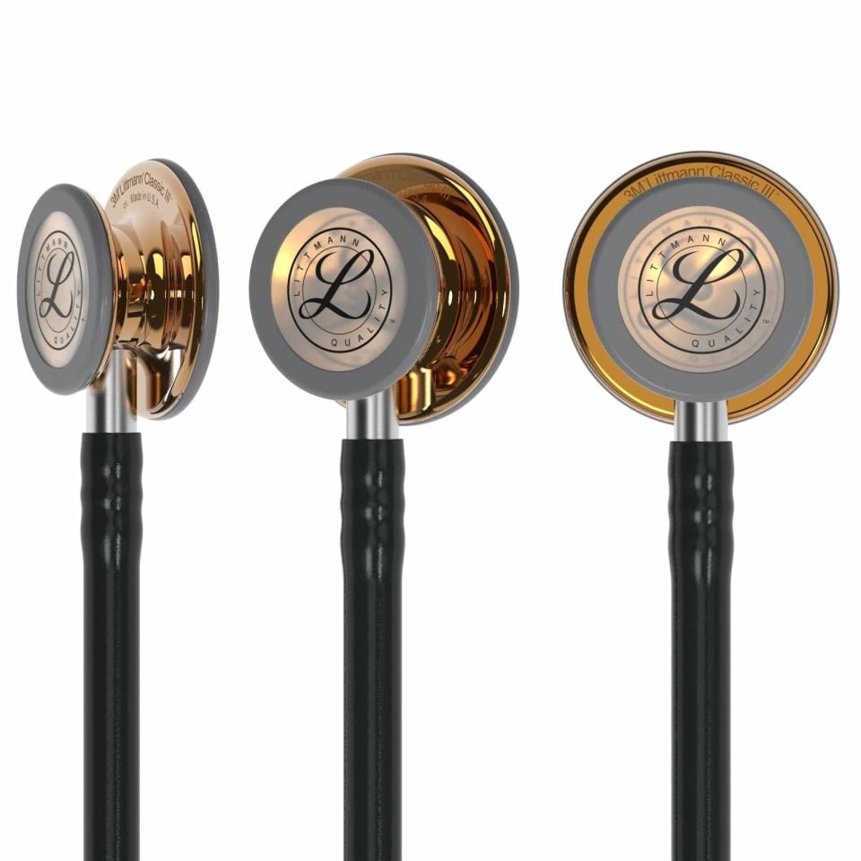 5646 3M™ Littmann® Classic III™ Stetoskop, Bakır Aynalı Çan, Siyah Hortum