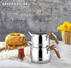 Kahramanlar Yağmur Ahşap Kulplu Çaydanlık
