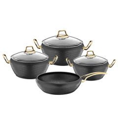 Oms Mermaid 7 Parça Biogranit Tencere Seti Gold