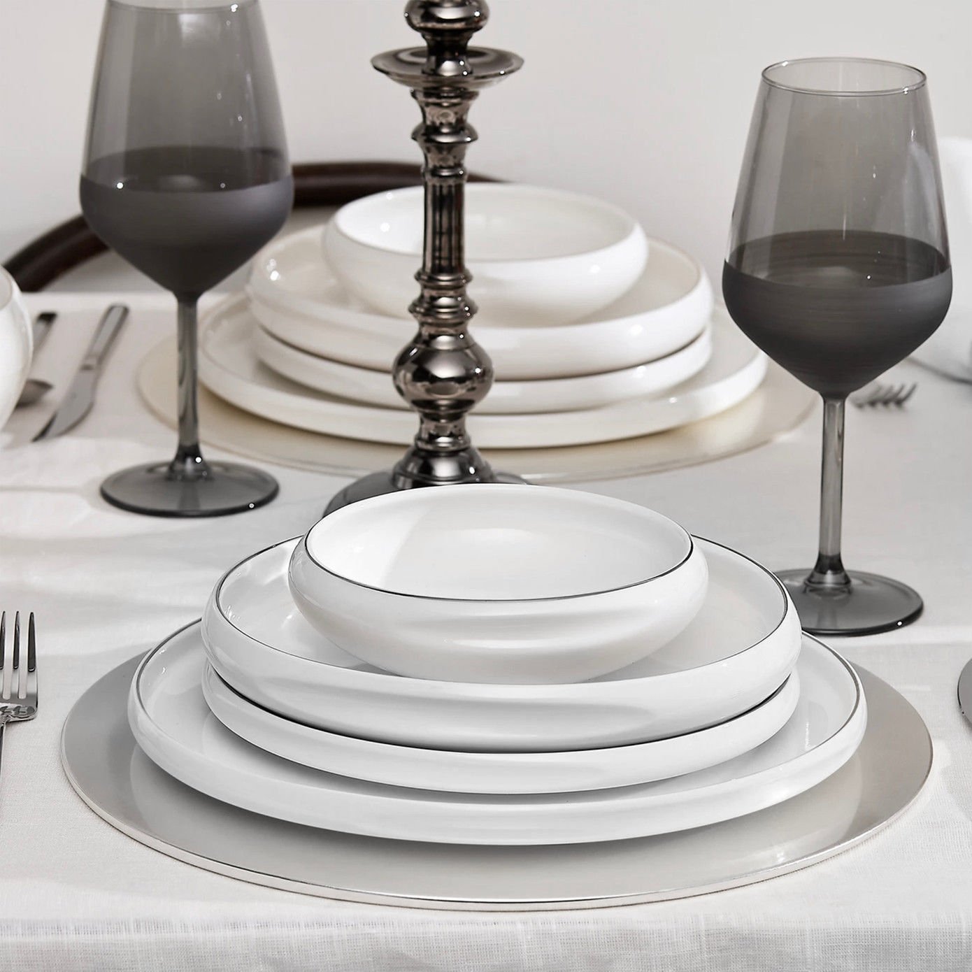 Karaca Streamline Sunset Platin 59 Parça 12 Kişilik Yemek Takımı