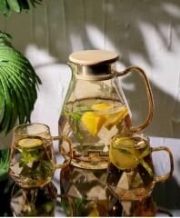 Cristallo 1800 ml. Cam Sürahi & Lüx 2'li Bardak Seti