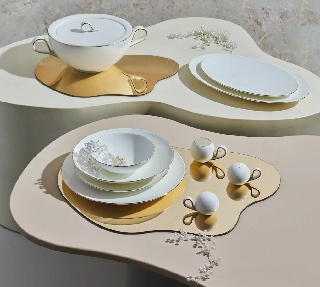 Karaca Fine Pearl Extra Chanak 62 Parça 12 Kişilik İnci Yemek Takımı Gold