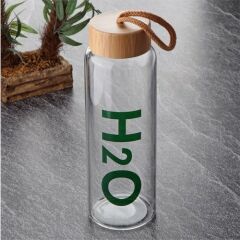 Tohana Alm H2O Bambu Kapaklı Cam Matara 600 ml