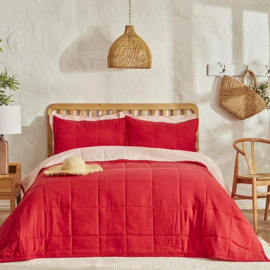 Karaca Home Barny Tek Kişilik Müslin Summer Comfort Kırmızı