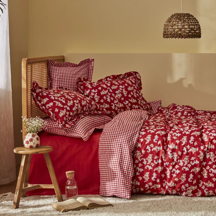 Karaca Home Carlo %100 Pamuk Çift Kişilik Nevresim Takımı Kırmızı