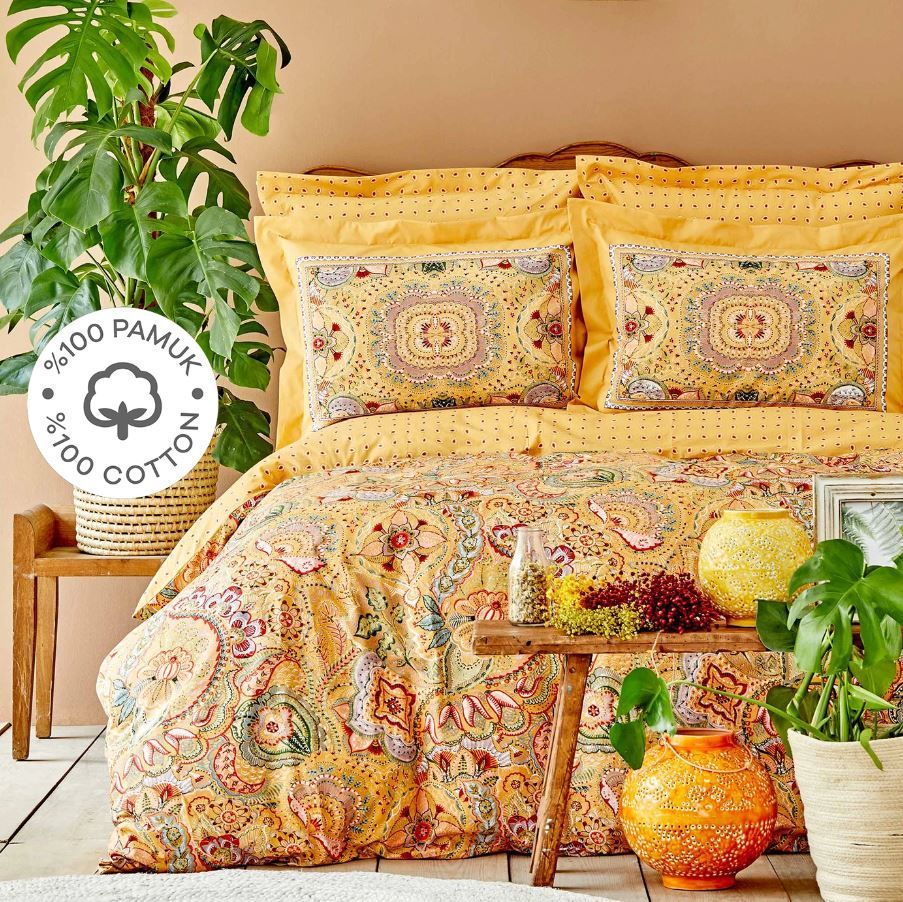 Karaca Home Manas Hardal %100 Pamuk Çift Kişilik Nevresim Takımı