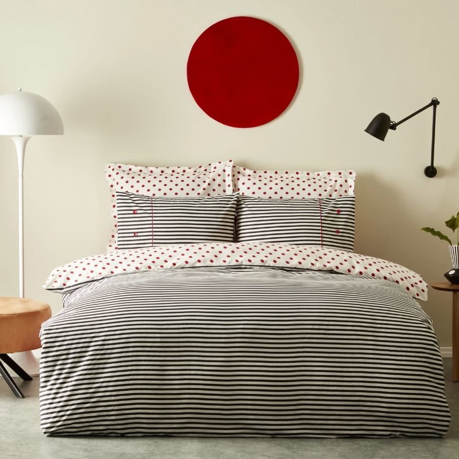 Karaca Home Polka %100 Pamuk Çift Taraflı Çift Kişilik Nevresim Takımı Siyah