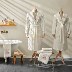Karaca Home Butterfly 3D Nakışlı 6 Parça Aile Banyo Seti Pudra Bej