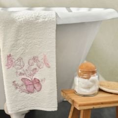 Karaca Home Butterfly 3D Nakışlı 6 Parça Aile Banyo Seti Pudra Bej