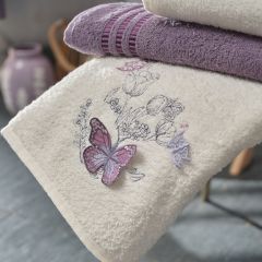 Karaca Home Butterfly 3D Nakışlı 6 Parça Aile Banyo Seti Lila Mor