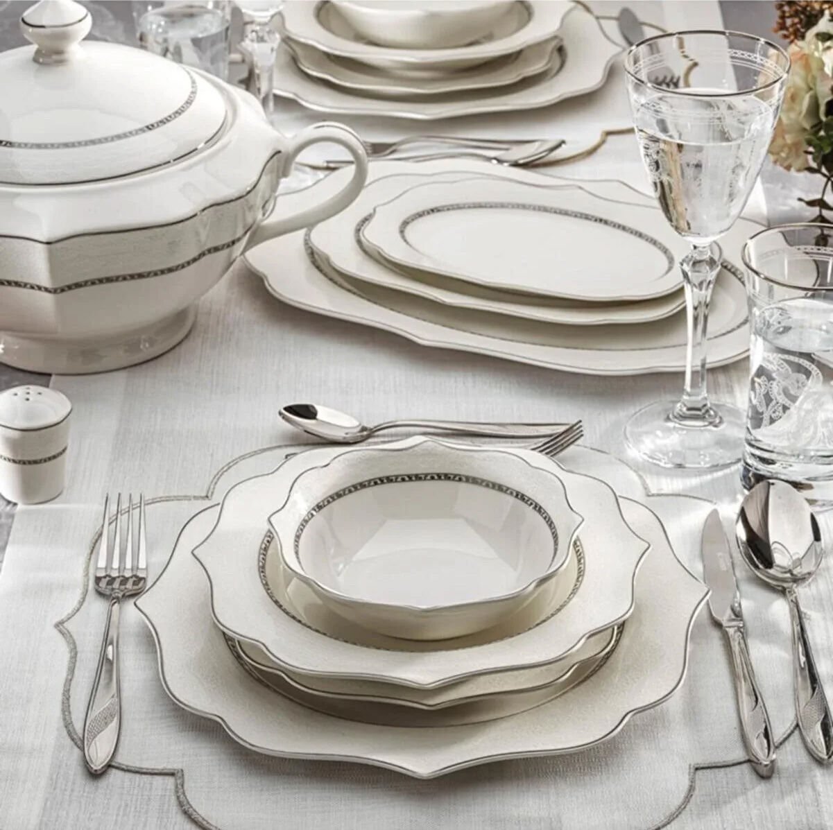 Schafer Sole 60 Parça 12 Kişilik Platin Yemek Takımı