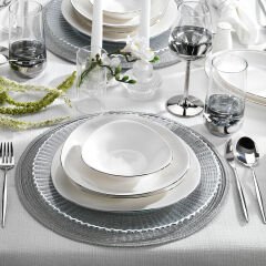 Schafer Dina 56 Parça 12 Kişilik Platin Yemek Takımı