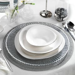 Schafer Dina 56 Parça 12 Kişilik Platin Yemek Takımı