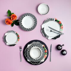 Schafer Talya 24 Parça 6 Kişilik Siyah Yemek Takımı
