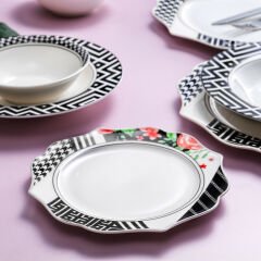 Schafer Talya 24 Parça 6 Kişilik Siyah Yemek Takımı