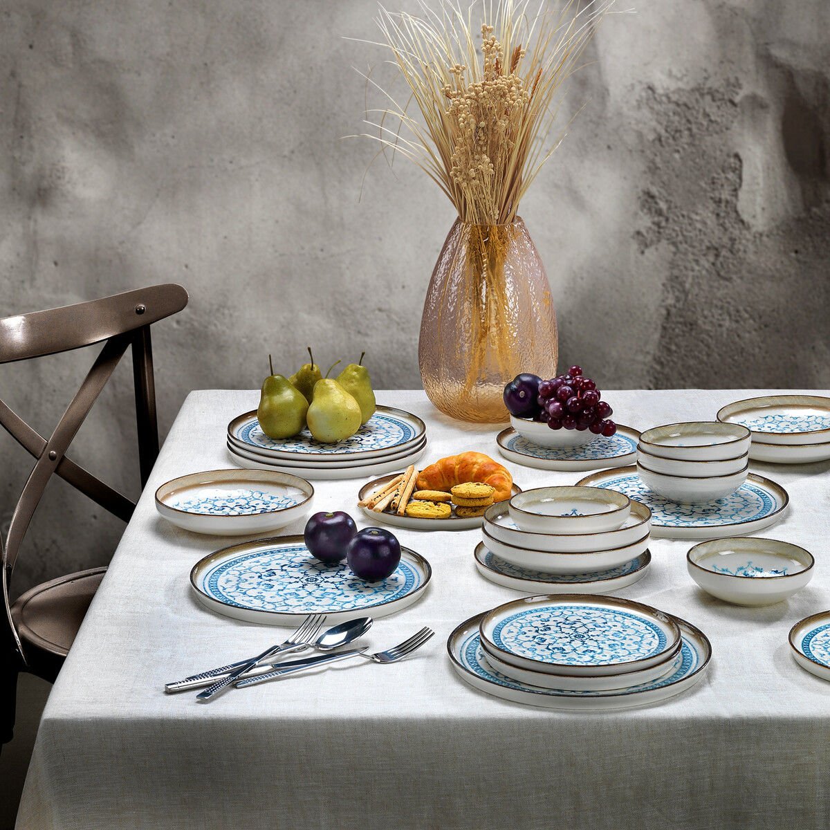 Schafer Vita 24 Parça 6 Kişilik Mavi Yemek Takımı
