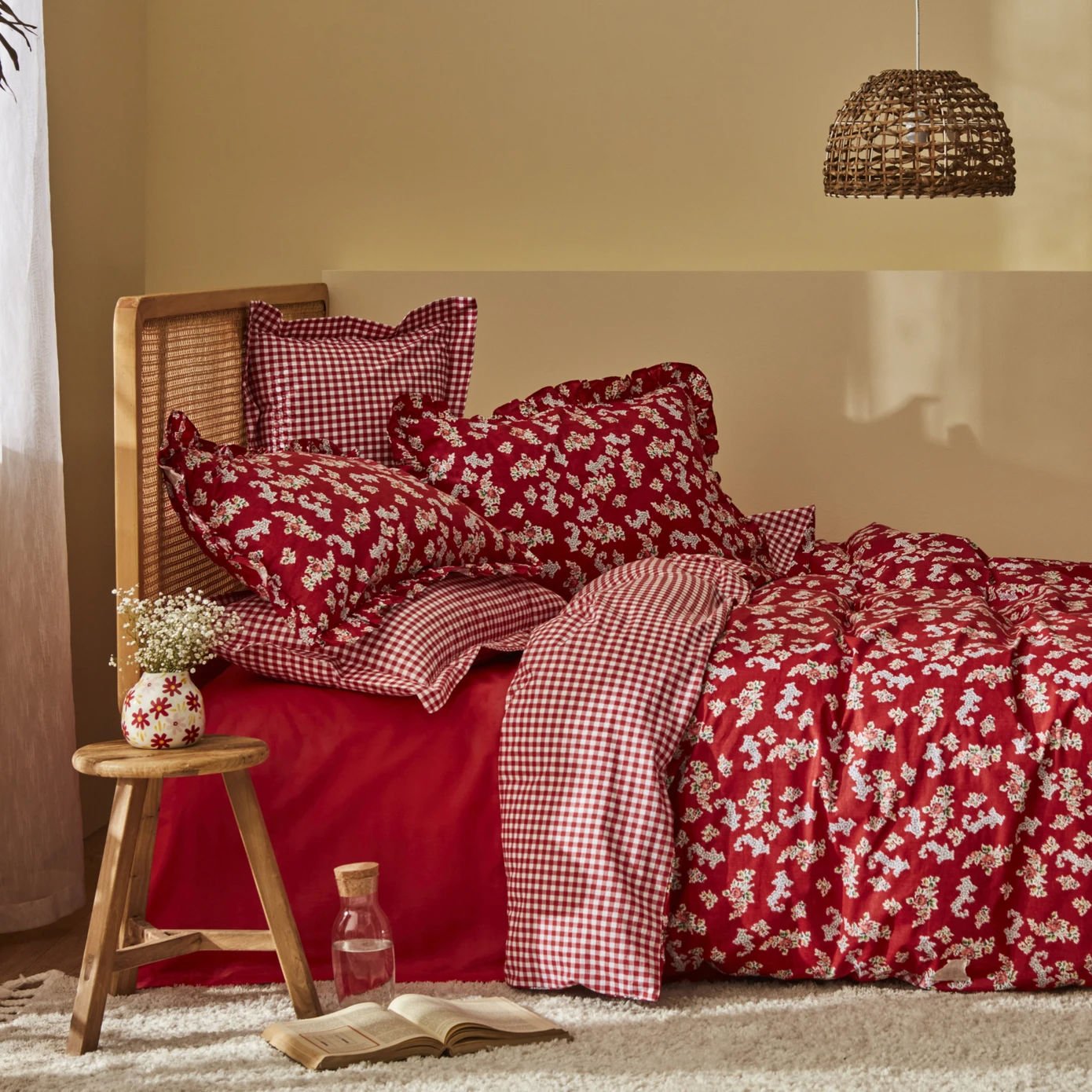 Karaca Home Carlo %100 Pamuk Tek Kişilik Kırmızı Nevresim Takımı